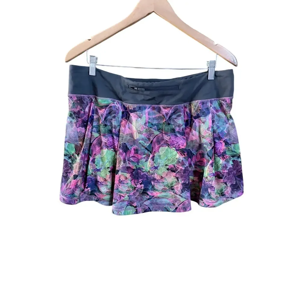 Lululemon sheer mesh floral print skirt skirt size 12 tennis pickleball active